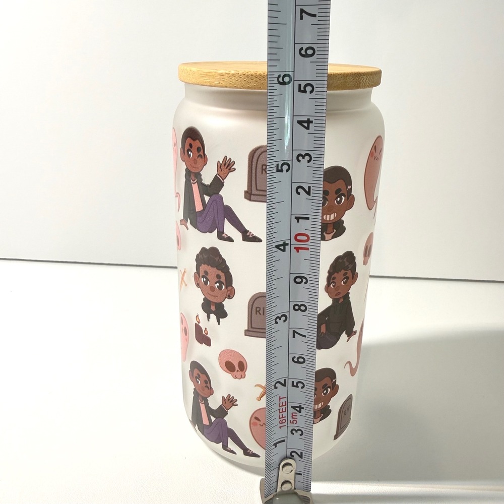 CEMETERY BOYS Aiden Thomas Spooky Bookish 16oz Frosted Glass Can Tumbler Lid NEW - Picture 6 of 7